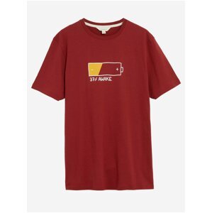 Červené pánské bavlněné tričko na spaní s motivem baterie Marks & Spencer