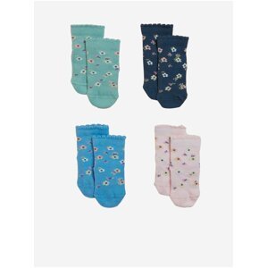 Sada čtyř párů holčičích květovaných ponožek v modré, zelené a růžové barvě Marks & Spencer