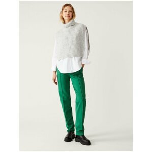 Zelené dámské rovné žerzejové kalhoty Marks & Spencer