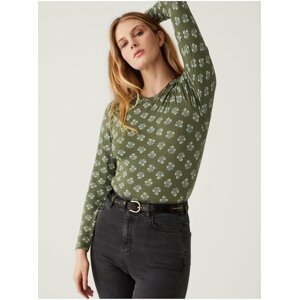 Zelené dámské květované tričko Marks & Spencer