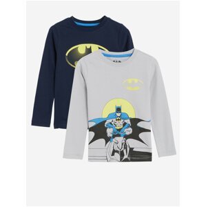 Sada dvou klučičích bavlněných triček s potiskem v šedé a tmavě modré barvě Marks & Spencer  Batman™