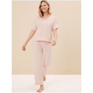 Světle růžové dámské pyžamo s krajkou a technologií Cool Comfort™ Marks & Spencer