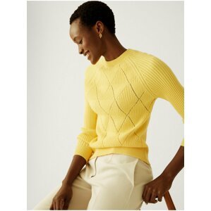Žlutý dámský žebrovaný svetr Marks & Spencer