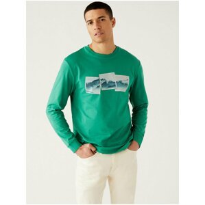 Zelené pánské bavlněné tričko s potiskem Marks & Spencer