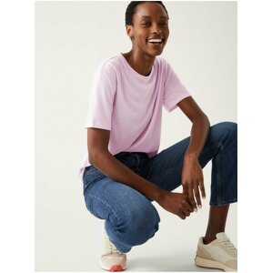 Světle růžové dámské volné basic tričko Marks & Spencer