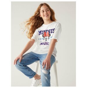 Bílé holčičí bavlněné tričko s nápisem Marks & Spencer Minnie™
