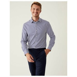 Bílo-modrá pánská pruhovaná slim fit košile Marks & Spencer
