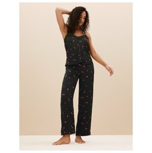 Černá dámská saténová pyžamová souprava Marks & Spencer