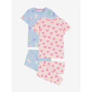 Sada dvou holčičích pyžam v růžové a světle modré barvě Marks & Spencer