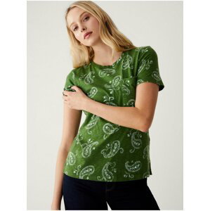 Zelené dámské vzorované tričko Marks & Spencer