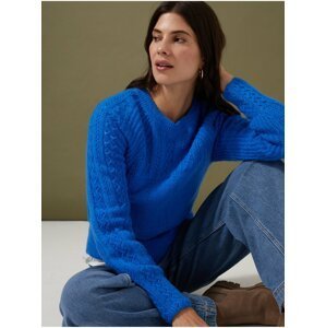 Modrý dámský svetr s příměsí vlny Marks & Spencer