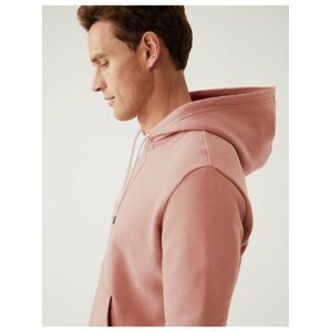 Růžová pánská mikina s kapucí Marks & Spencer