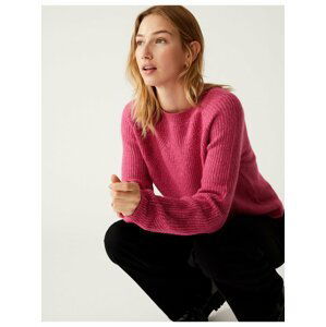 Tmavě růžový dámský žebrovaný svetr Marks & Spencer