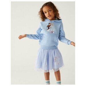 Světle modrá holčičí mikina s potiskem a kapucí Marks & Spencer Ledové království™