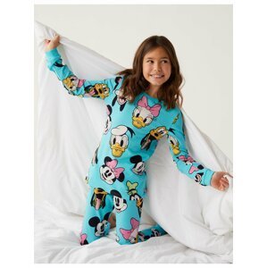 Bílo-tyrkysové holčičí pyžamo s potiskem Marks & Spencer Mickey™ & Minnie™