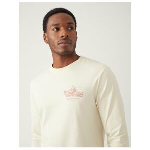 Krémové pánské bavlněné tričko s potiskem na zádech Marks & Spencer Matterhorn