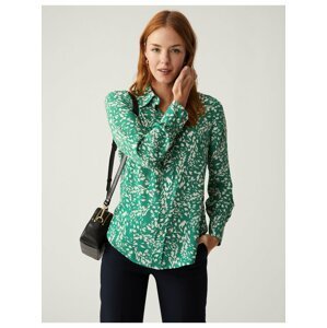 Krémovo-zelená dámská vzorovaná košile Marks & Spencer