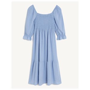 Světle modré dámské midi šaty s volánem Marks & Spencer