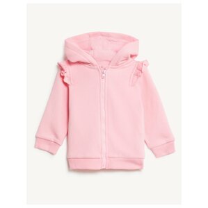 Růžová holčičí mikina na zip s kapucí Marks & Spencer