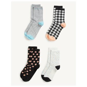 Sada čtyř párů dámských vzorovaných ponožek v šedé a černé barvě Marks & Spencer