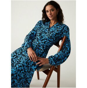 Modré dámské květované midi šaty Marks & Spencer