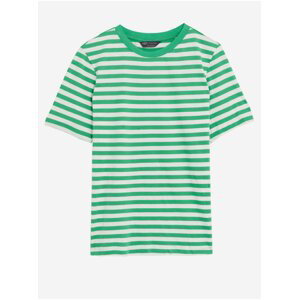 Bílo-zelené dámské pruhované tričko Marks & Spencer