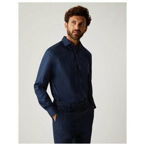 Tmavě modrá pánská formální košile s nežehlivou úpravou Marks & Spencer