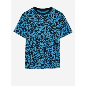 Černo-modré dámské květované bavlněné tričko Marks & Spencer