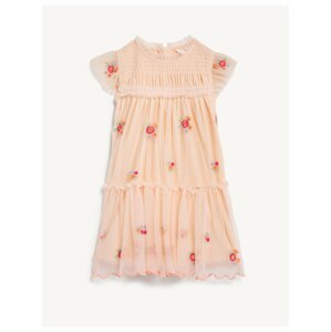 Světle oranžové holčičí květované šaty Marks & Spencer