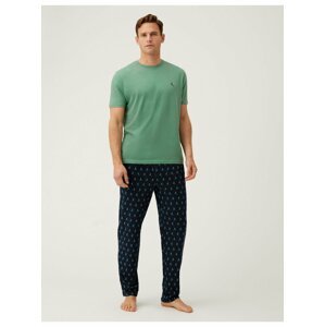 Modro-zelené pánské bvlněné pyžamo Marks & Spencer