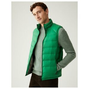 Zelená pánská prošívaná péřová vesta Marks & Spencer