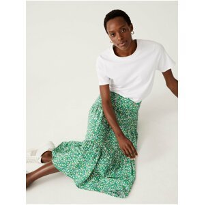 Zelená dámská květovaná sukně Marks & Spencer