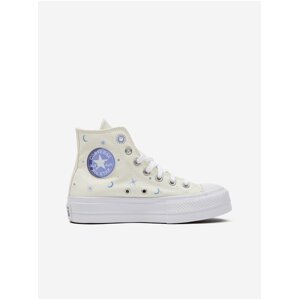 Krémové dámské vzorované kotníkové tenisky Converse Chuck Taylor All Star Lift