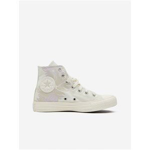 Krémové dámské květované kotníkové tenisky Converse Chuck Taylor All Star Floral