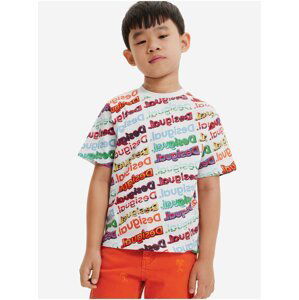 Bílé dětské vzorované tričko Desigual Logomania