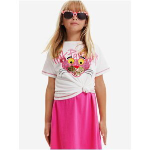 Bílé holčičí tričko Desigual Pink Panther