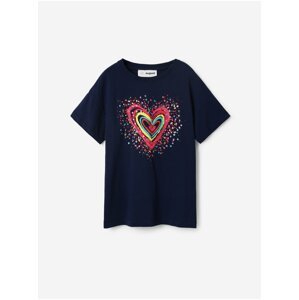 Tmavě modré holčičí tričko Desigual Heart