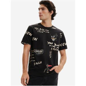 Černé pánské vzorované tričko Desigual Domenico