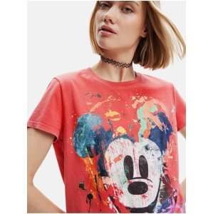 Červené dámské tričko Desigual Mickey Crash