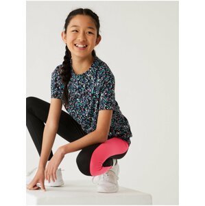 Černé holčičí vzorované sportovní tričko Marks & Spencer
