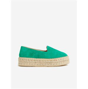 Zelené dámské semišové espadrilky na platformě Marks & Spencer