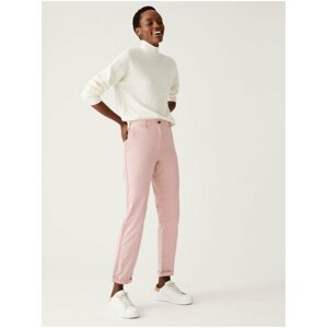 Světle růžové dámské chino kalhoty Marks & Spencer