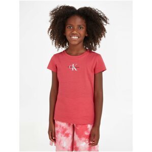 Tmavě růžové holčičí tričko Calvin Klein Jeans
