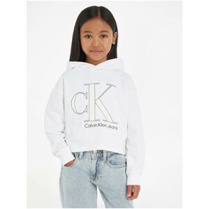 Bílá holčičí crop top mikina Calvin Klein Jeans