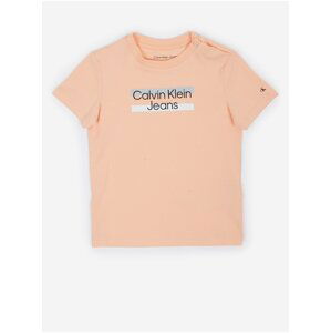 Oranžové holčičí tričko s potiskem Calvin Klein Jeans