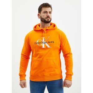 Oranžová pánská mikina s kapucí Calvin Klein Jeans