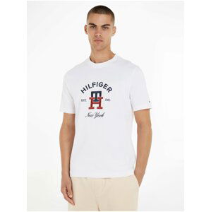 Bílé pánské tričko Tommy Hilfiger Curved Monogram Tee