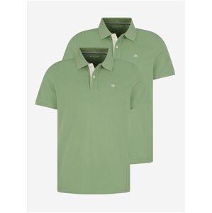 Sada dvou pánských basic polo triček v zelené barvě Tom Tailor