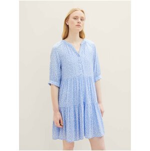 Bílo-modré dámské květované šaty Tom Tailor Denim