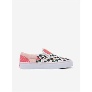 Růžové holčičí vzorované slip on tenisky VANS UY Classic Slip-On Patchwork